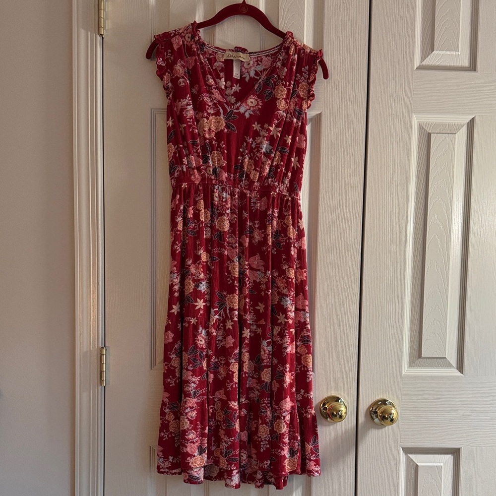 Davina Red Floral Midi Dress